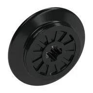 Train Wheel Spoked with Technic Axle Hole and Rubber Friction Band, Black