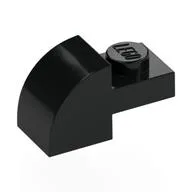 Brick Curved 1 x 2 x 1 with Curved Top, Black
