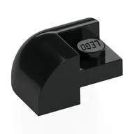 Brick Round, Curved 2 x 2 x 1, Corner, Black