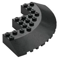 Brick Round Corner 10 x 10 with Slope 33° Edge, Axle Hole, Facet Cutout, Black