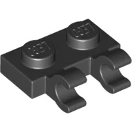 Plate Special 1 x 2 with Clips Horizontal [Open O Clips], Black