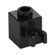 Brick Special 1 x 1 with Clip Vertical [Open O Clip, Hollow Stud], Black
