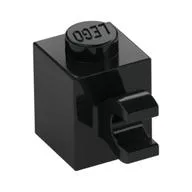 Brick Special 1 x 1 with Clip Horizontal, Black