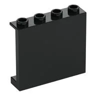 Panel 1 x 4 x 3 [Side Supports / Hollow Studs], Black
