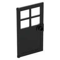 Door 1 x 4 x 6 with 4 Panes and Stud Handle, Black
