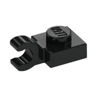 Plate Special 1 x 1 with Clip Horizontal [Thick Open O Clip], Black
