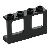 Window 1 x 4 x 2 Plane, Hollow Studs, Single Hole Top and Bottom for Glass, Black