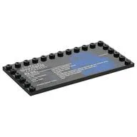 Plate Special 6 x 12, Studs on 3 Edges with 'STAR WARS R2-D2', Stats Print, Black