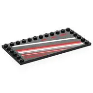 Plate Special 6 x 12, Studs on 3 Edges with Diagonal Red/White Stripes Print, Black
