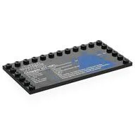Plate Special 6 x 12, Studs on 3 Edges with 'STAR WARS', 'Chopper (C1-10P)', Stats Print, Black