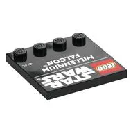 Plate Special 4 x 4, Studs on One Edge with 'LEGO STAR WARS MILLENNIUM FALCON' Print, Black