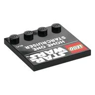 Plate Special 4 x 4, Studs on One Edge with 'LEGO STAR WARS HOME ONE STARCRUISER' Print, Black