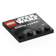Plate Special 4 x 4, Studs on One Edge with 'LEGO STAR WARS', 'DARTH VADER' Print, Black