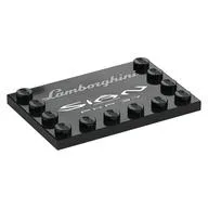 Plate Special 4 x 6, Studs on 3 Edges with 'Lamborghini Sian' Print, Black