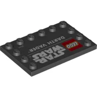 Plate Special 4 x 6, Studs on 3 Edges with 'LEGO STAR WARS DARTH VADER' Print, Black