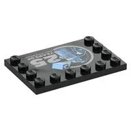 Plate Special 4 x 6, Studs on 3 Edges with R2-D2, Hologram Brick, '25 YEARS OF LEGO STAR WARS' Print, Black