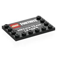Plate Special 4 x 6, Studs on 3 Edges with 'LEGO FORTNITE', 'MECHA TEAM LEADER' Print, Black