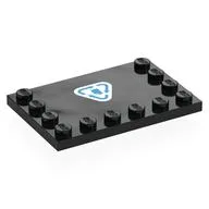 Plate Special 4 x 6, Studs on 3 Edges with Dark Azure Paper Recycling Symbol on White Background Print, Black