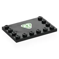Plate Special 4 x 6, Studs on 3 Edges with Green Bottle Recycling Symbol on White Background Print, Black
