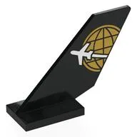 Tail Shuttle with Gold Globe, White Plane Print, Black