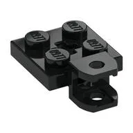 Plate Special 2 x 2 with Towball Socket, Short, Flattened with Holes and Axle Hole in Center, Black