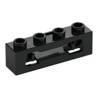Launcher, Brick Special 1 x 4 with Inside Clips (Disk Shooter), Black