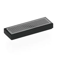 Tile 1 x 3 with Silver Grill Print, Black