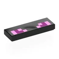 Tile 1 x 3 with Pixelated Magenta, Bright Pink Print, Black