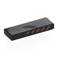 Tile 1 x 3 with Orange Stripes on Side Print, Black