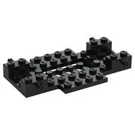 Vehicle Base 6 x 10 x 1 with Wheels Holder and 4 x 2 Recessed Center, Corner Cutouts with Smooth Underside, Black