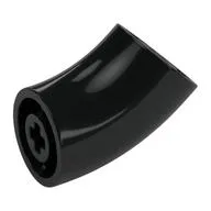 Brick Round 2 x 2 D. Tube with 45° Elbow and Axle Holes (Crossholes) at Each End [SHORT], Black