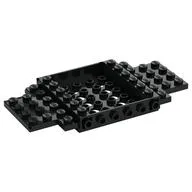 Vehicle Base 6 x 12 x 1 with Holes, 5 x 4 Recessed Center, 6 Studs On sides, 1 x 2 Cutouts on Ends, Black