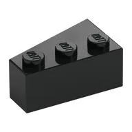 Brick Wedged, Angled 3 x 2 Right, Black