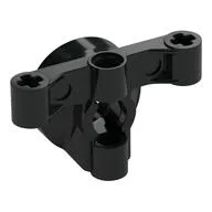 Technic Steering Wheel Hub Holder with 2 Pin Holes and 2 Axle Holes, No Slots, Black