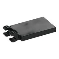 Tile Special 2 x 3 with 2 Clips without Tab between Clips, Black