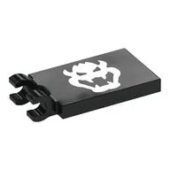 Tile Special 2 x 3 with 2 Clips with Bowser Head Print, Black