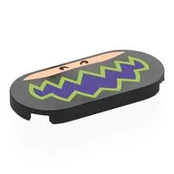Tile Round 2 x 4 with Dark Purple Mouth, Lime Sharp Teeth / Lips, Light Nougat Face Print, Black