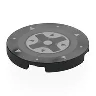 Tile Round 3 x 3 with Light Bluish Grey/Dark Bluish Grey SEGA Control Button Print, Black
