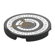 Tile Round 3 x 3 with Clock, 24 Hours Print, Black
