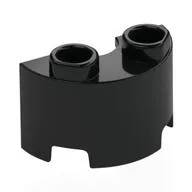 Brick Round, Half 1 x 2, Black