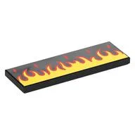 Tile 2 x 6 with Red and Yellow Flames Print, Black
