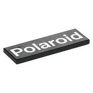 Tile 2 x 6 with White 'POLAROID' Print, Black