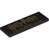 Tile 2 x 6 with Gold 'Harry Potter AND THE PHILOSOPHER'S STONE' Print, Black