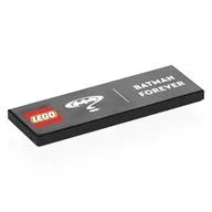 Tile 2 x 6 with 'LEGO', 'BATMAN FOREVER", White Batman Logo, Question Mark Print, Black