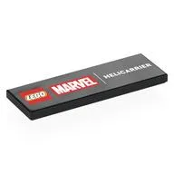 Tile 2 x 6 with 'LEGO MARVEL HELICARRIER' Print, Black