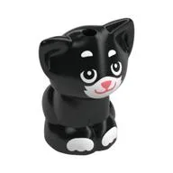 Animal, Cat, Kitten Sitting with White Fur, Coral Nose Print (Shadow), Black