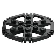 Technic Plate Rotor 6 Blade with Clip Ends Connected [aka Water Wheel] - Solid Studs, Black