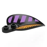 Plant, Leaf/Petal 4 x 6 x 1 1 / 3 with Orange Lattice, Lavender Stripes Print, Black