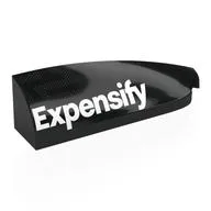 Brick Round, Curved Double 1 x 4 with Stud Notch Right with White 'Expensify' Print, Black