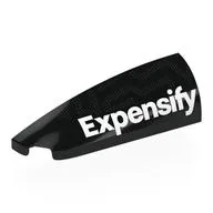Brick Round, Curved Double 1 x 4 with Stud Notch Left with White 'Expensify' Print, Black